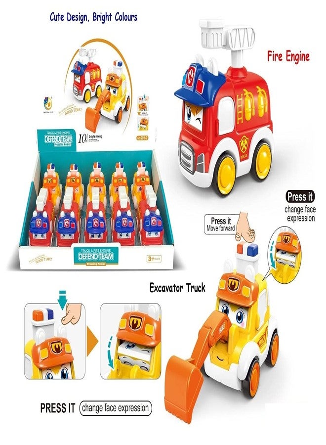 Globular Unbreakable Automobiles Fire Engine with Excavator Truck Push and Go Crawling Smoother and Speedier Toy for Kids Friction Power Cars for 3+ Years Boys Girls - Image 4